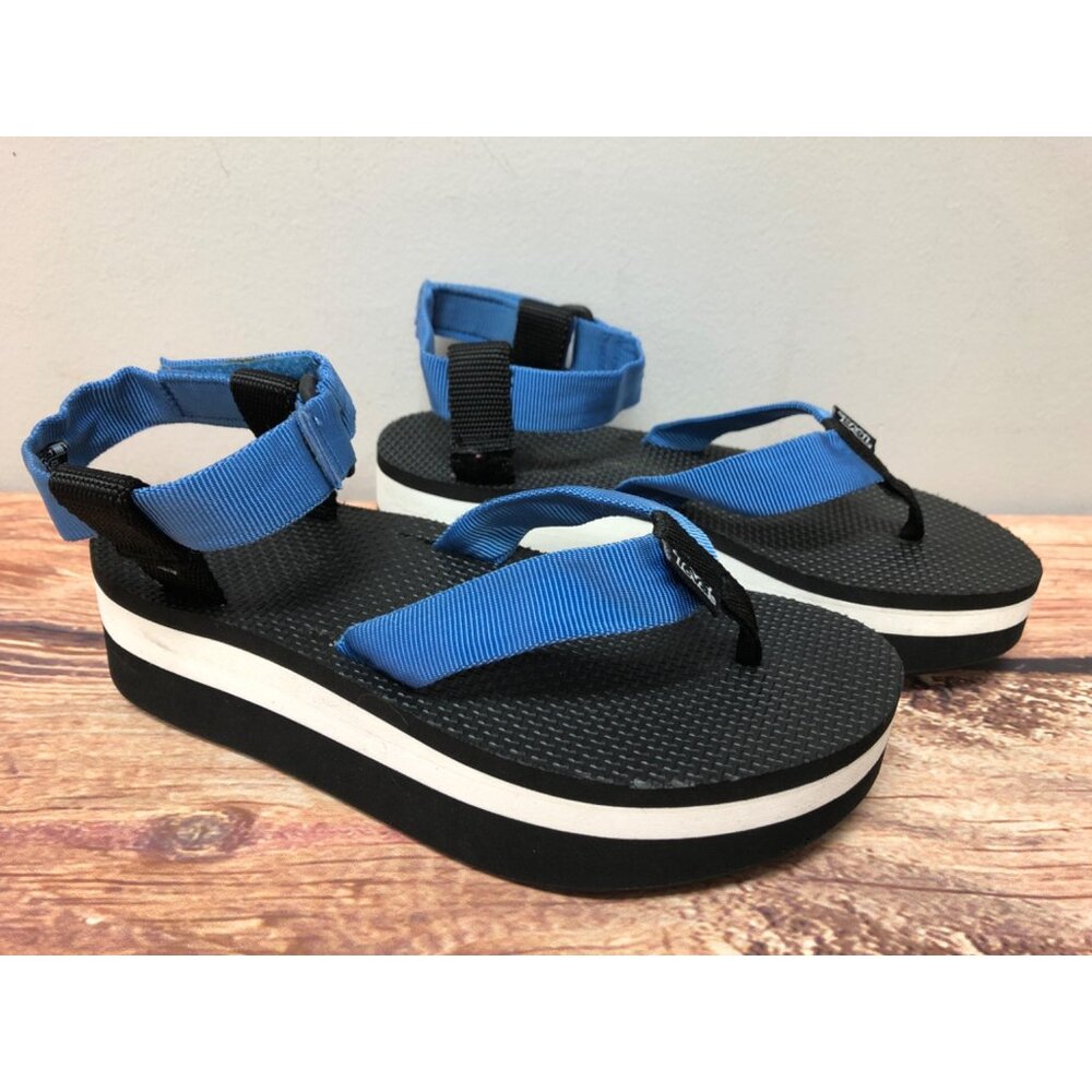 Teva Original Platform Sandals Ankle Strap Blue Black Womens 6 (7m54) - Picture 3 of 10